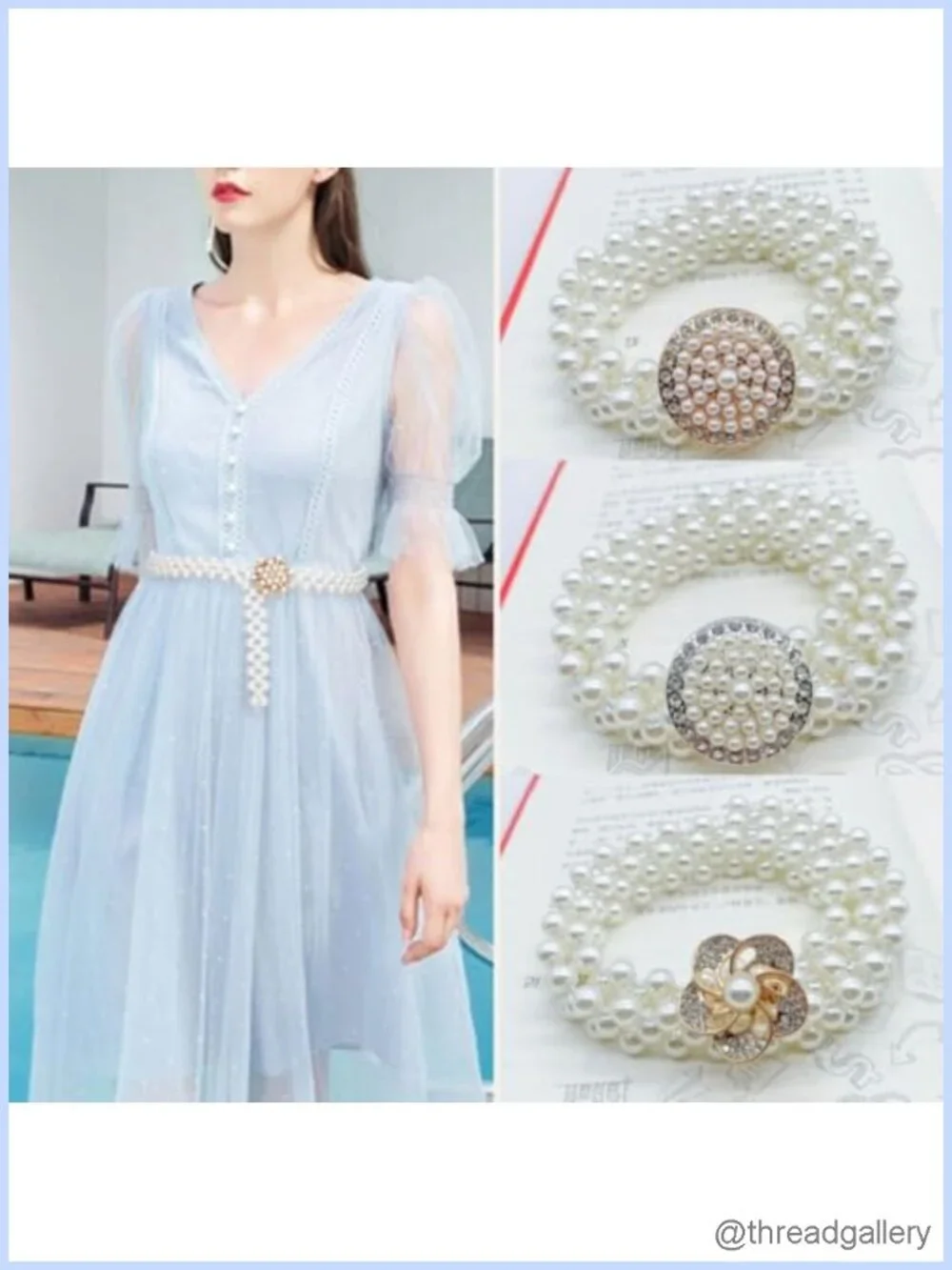 Elegant Elastic Pearl Waist Belt Retro Style Women's Clothing Accessory
